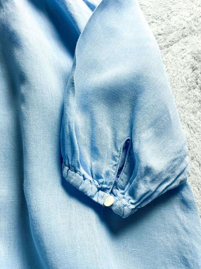 【23区】LIBECO 麻100% ネックギャザー スキッパーチュニック 38