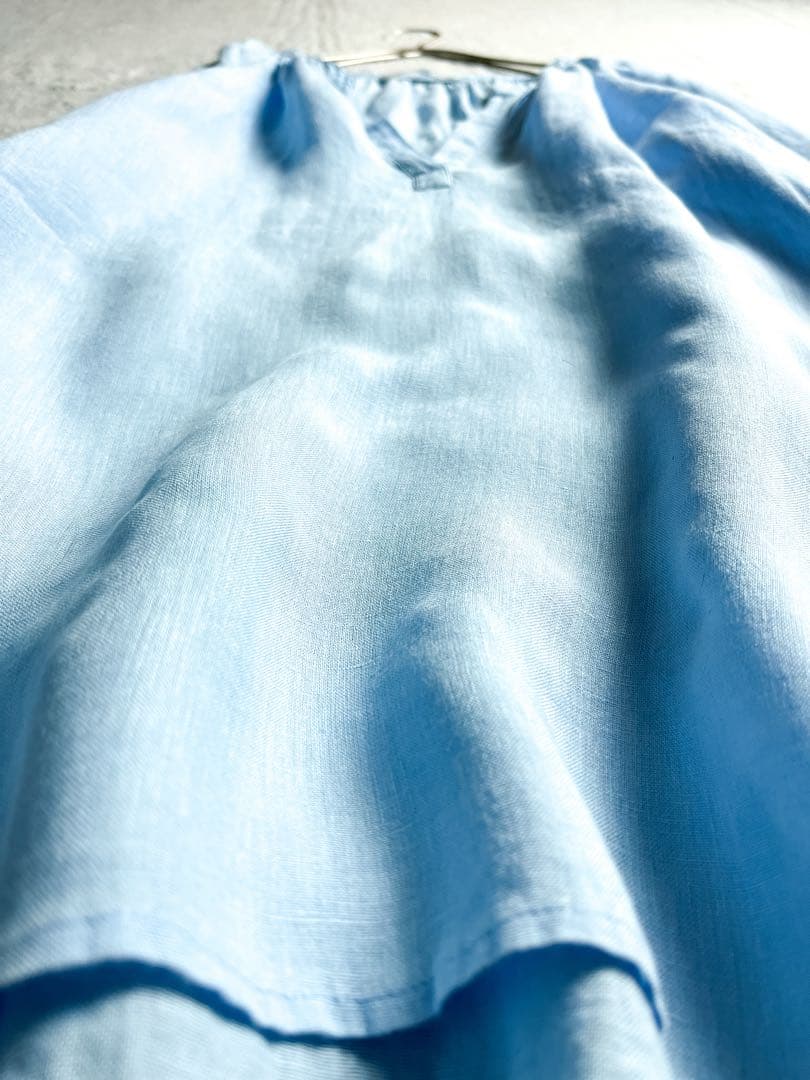 【23区】LIBECO 麻100% ネックギャザー スキッパーチュニック 38