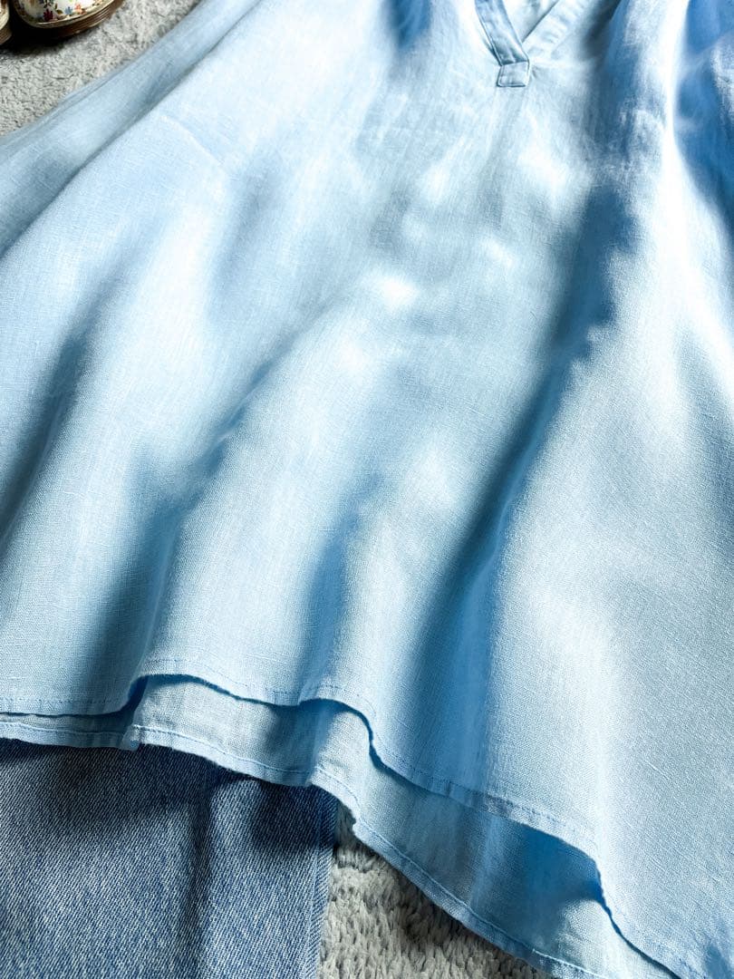 【23区】LIBECO 麻100% ネックギャザー スキッパーチュニック 38