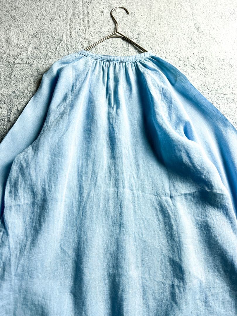 【23区】LIBECO 麻100% ネックギャザー スキッパーチュニック 38