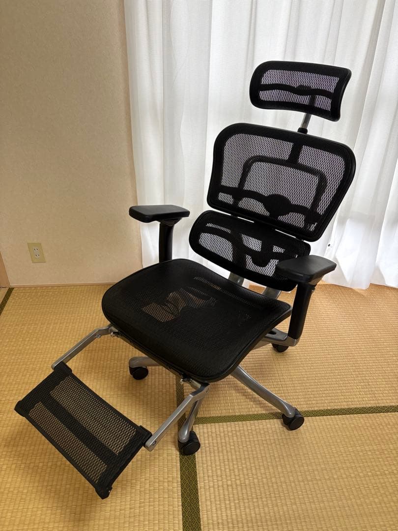 エルゴヒューマン プロ オットマン内蔵型 ヘッドレスト有り　ブラック