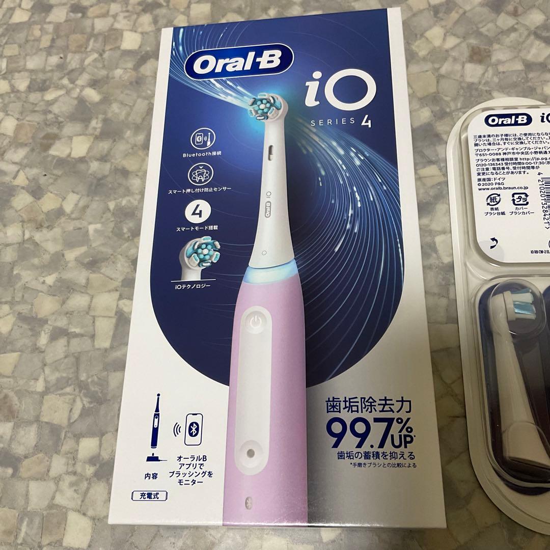 Oral-B iOシリーズ4 電動歯ブラシ 本体 ピンク 2本替えブラシ付き