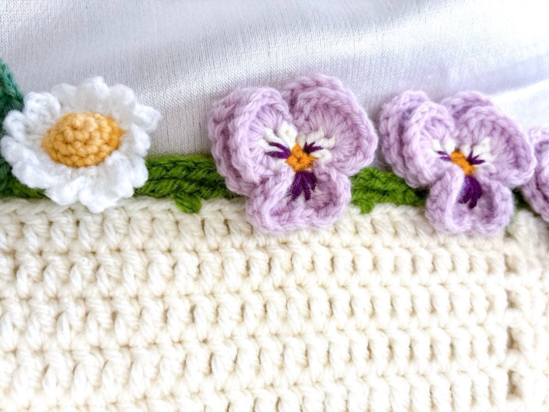 花束ブランケット ブーケブランケット　手編み ハンドメイド 79cm 編み物