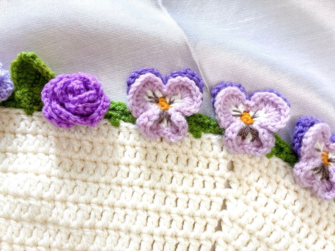 花束ブランケット ブーケブランケット　手編み ハンドメイド 79cm 編み物