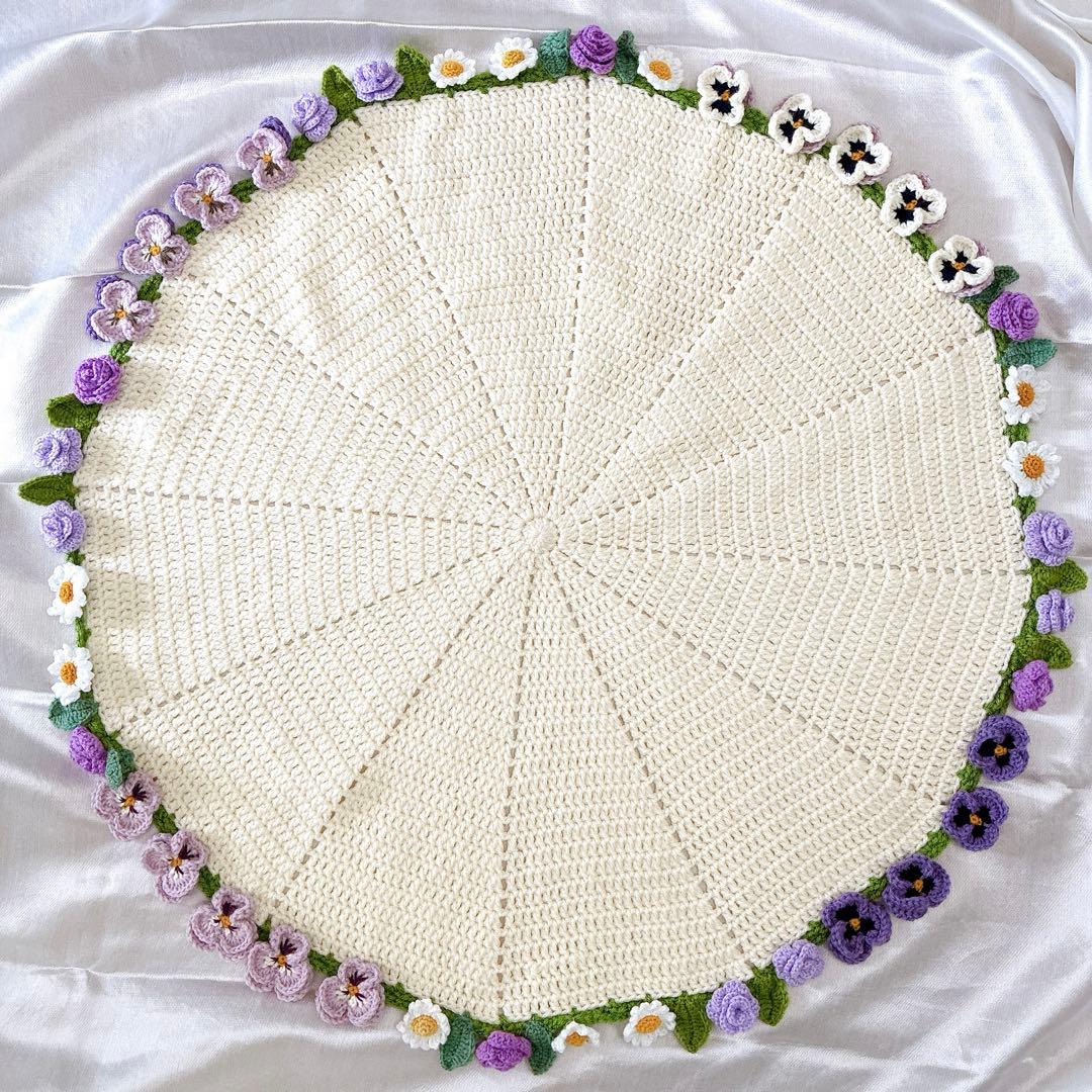 花束ブランケット ブーケブランケット　手編み ハンドメイド 79cm 編み物