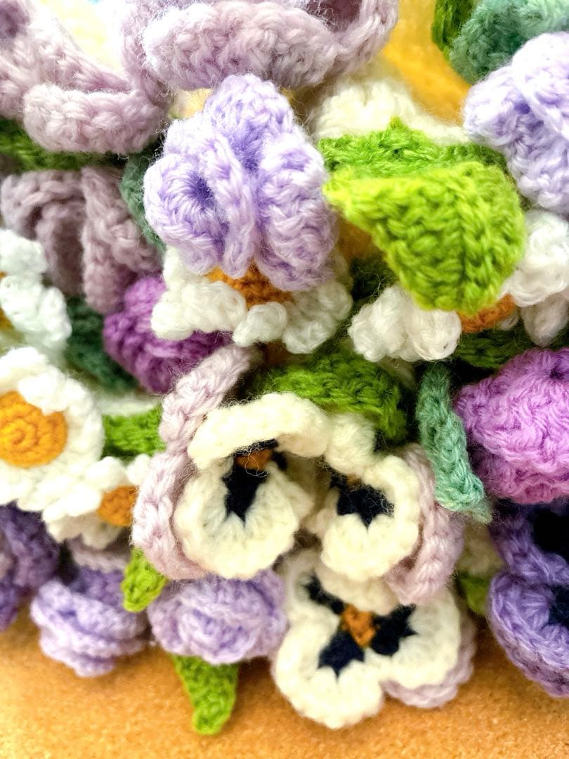 花束ブランケット ブーケブランケット　手編み ハンドメイド 79cm 編み物