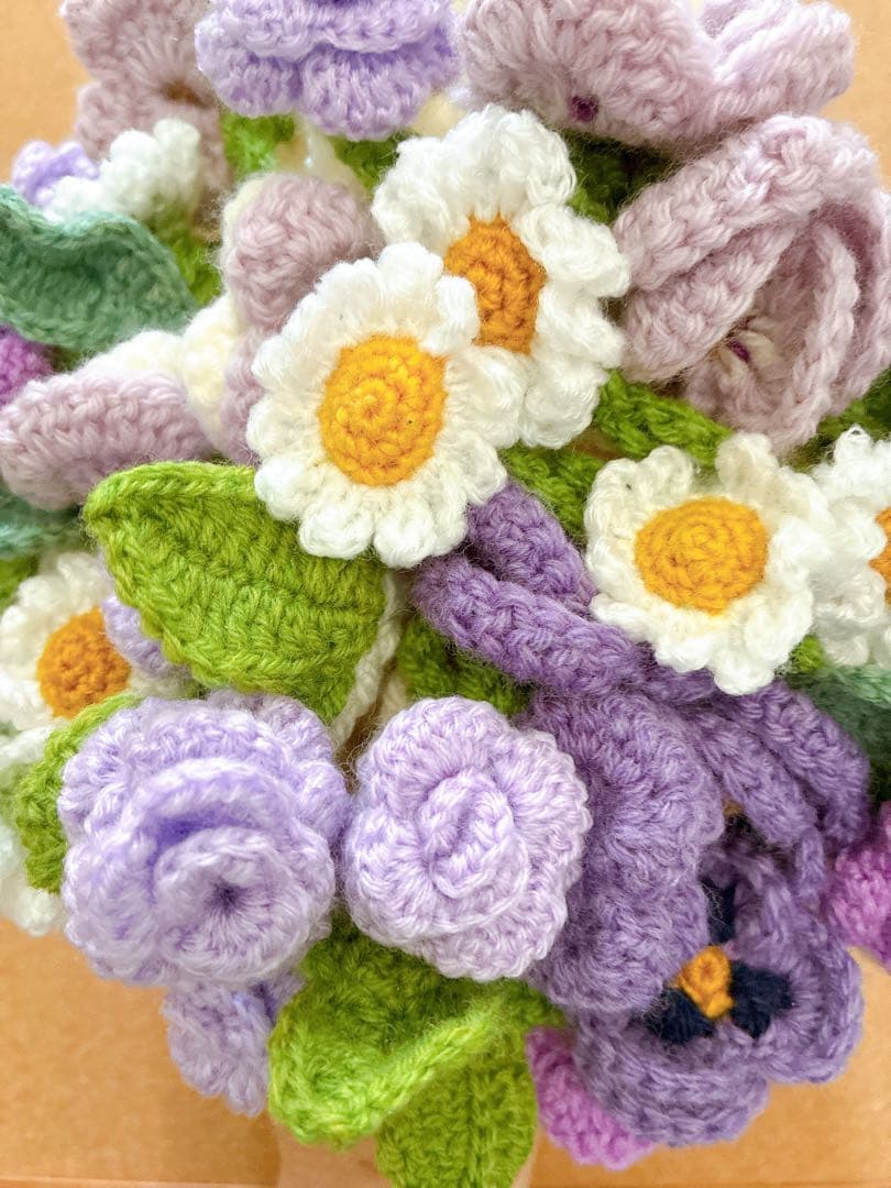 花束ブランケット ブーケブランケット　手編み ハンドメイド 79cm 編み物