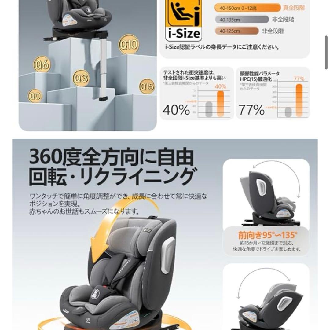 【美品・説明書付き】Vasacavaチャイルドシート 赤ちゃんから12歳まで