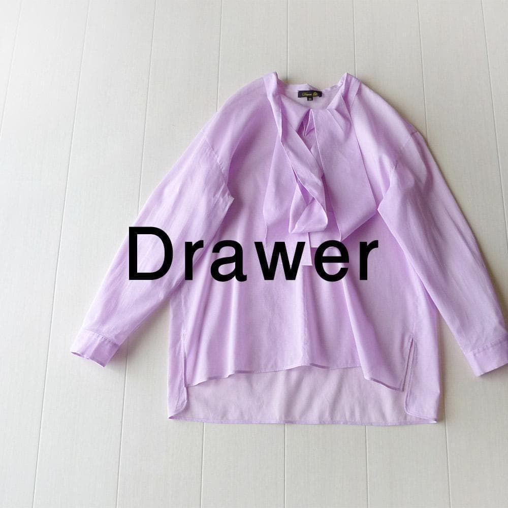 美品 ドゥロワー 7万円 オーガンジー素材リボンシャツ ブラウス Drawer