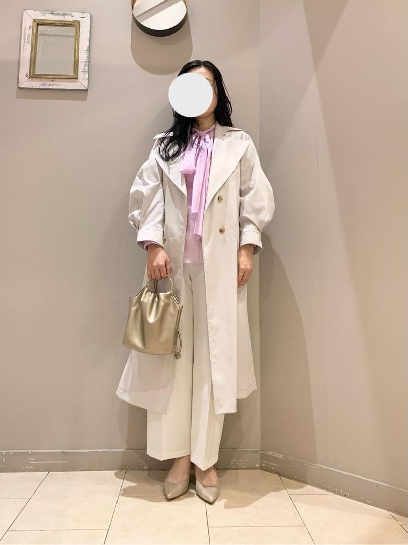 美品 ドゥロワー 7万円 オーガンジー素材リボンシャツ ブラウス Drawer