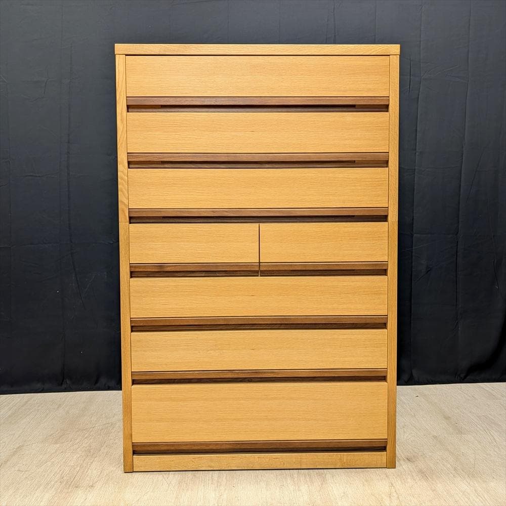 美品　旭川家具　天然木　リビングチェスト　タンス　箪笥　チェスト　引き出し　整理