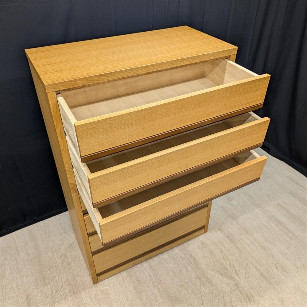 美品　旭川家具　天然木　リビングチェスト　タンス　箪笥　チェスト　引き出し　整理