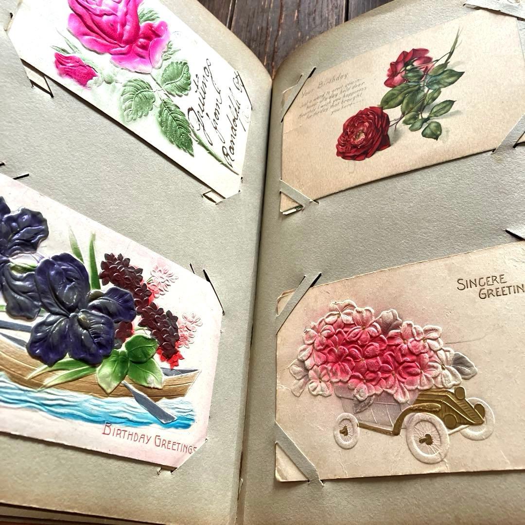 イギリスアンティークポストカードアルバム　薔薇好きさんへ　フランスアンティーク