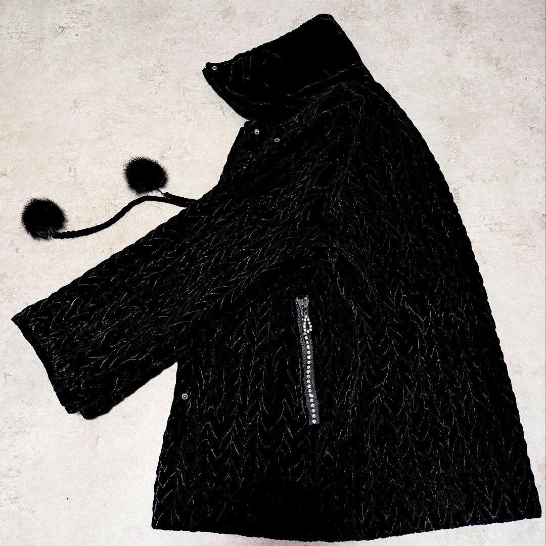 アーカイブベルベット　　ブラック 　伊太利屋　ユニセックス Ｌ〜 ポンポンファー