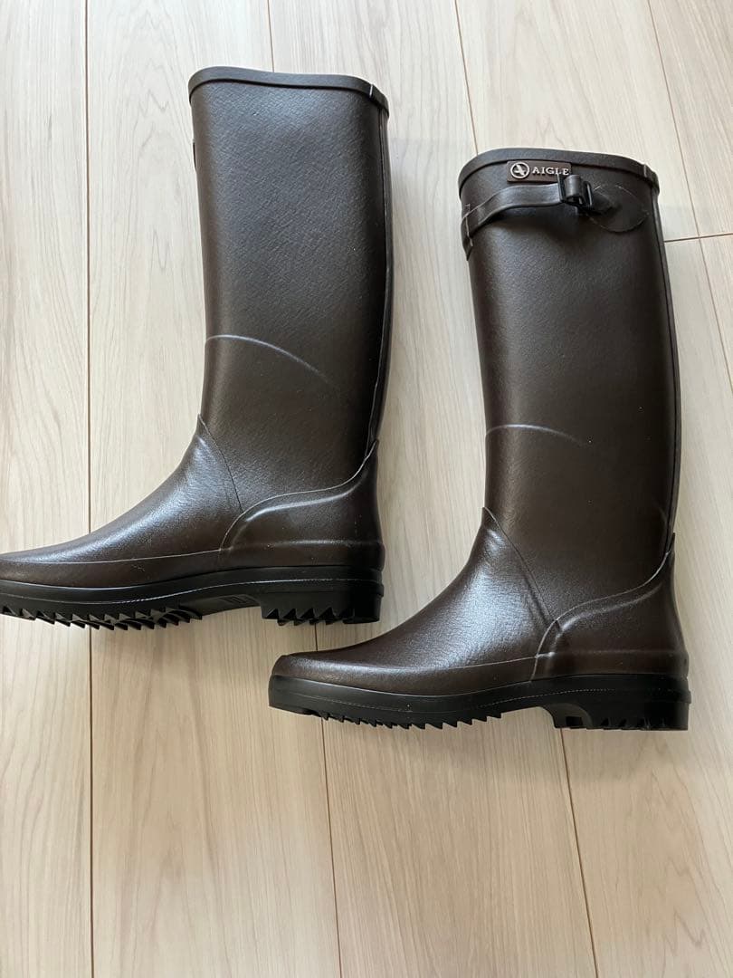 新品未使用 AIGLE レインブーツ ブラウン 35(22.5cm)フランス製