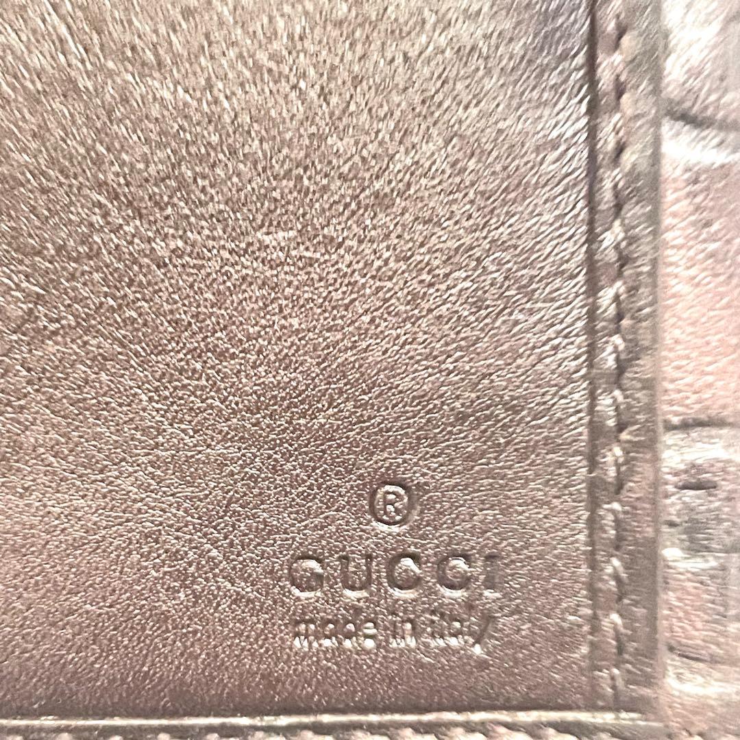 GUCCI グッチ　シマ レザー 長財布　メタルロゴ　wホック　0115-②