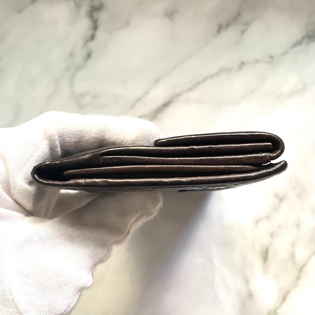 GUCCI グッチ　シマ レザー 長財布　メタルロゴ　wホック　0115-②