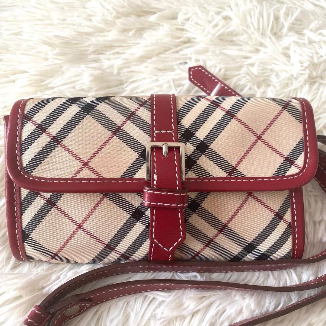 【未使用級✨】バーバリーブルーレーベル ウエストバッグ ノバチェック ベージュ赤