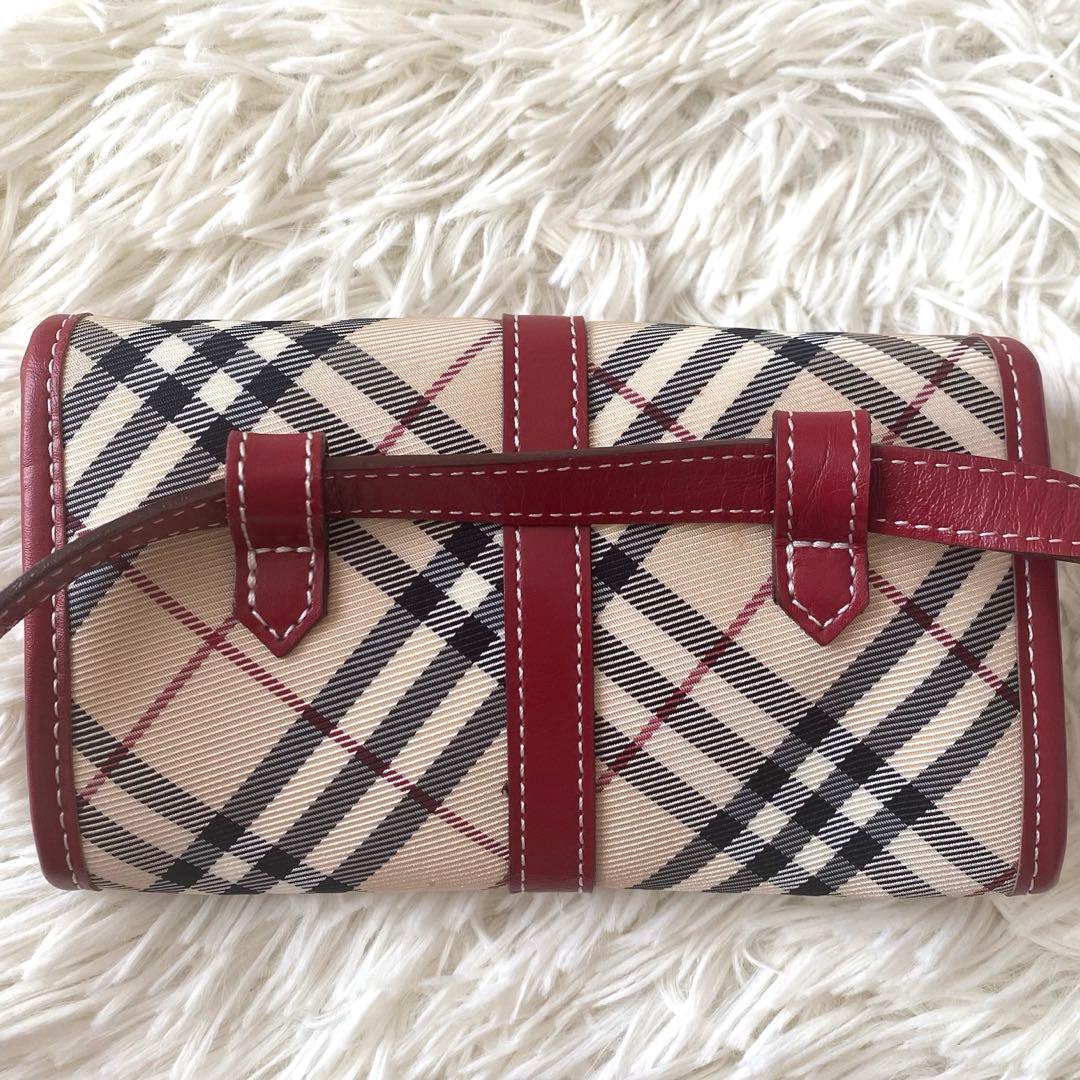 【未使用級✨】バーバリーブルーレーベル ウエストバッグ ノバチェック ベージュ赤