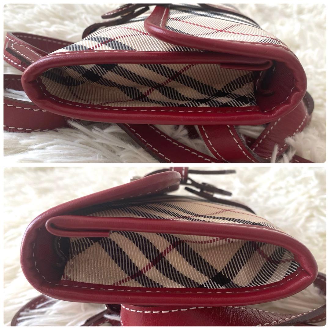 【未使用級✨】バーバリーブルーレーベル ウエストバッグ ノバチェック ベージュ赤