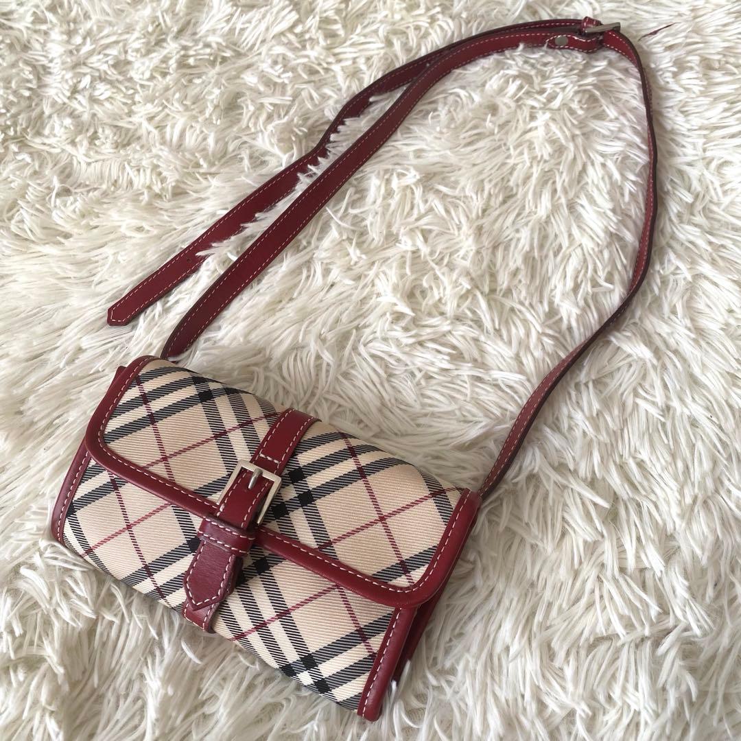 【未使用級✨】バーバリーブルーレーベル ウエストバッグ ノバチェック ベージュ赤