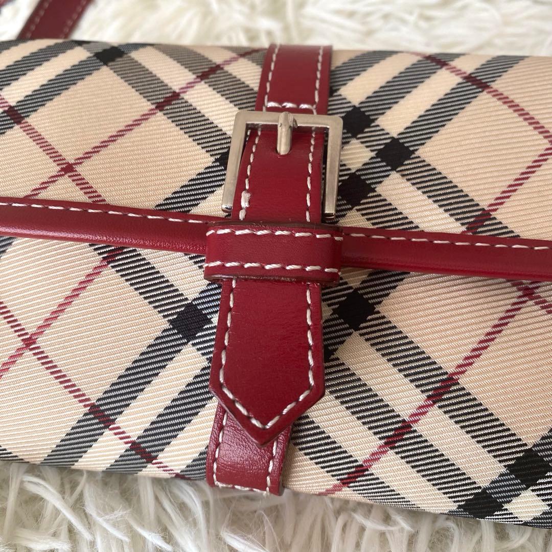【未使用級✨】バーバリーブルーレーベル ウエストバッグ ノバチェック ベージュ赤