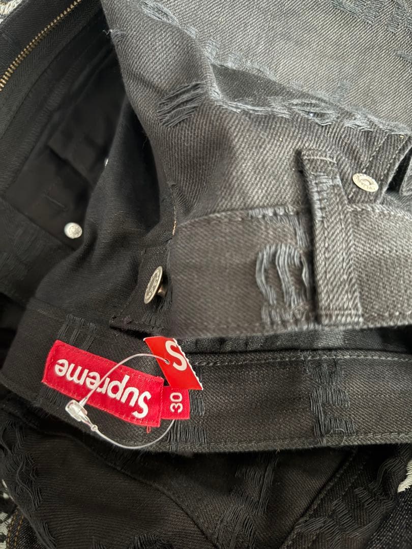ジャケット・アウター Supreme Jacquard Logos Denim Trucker