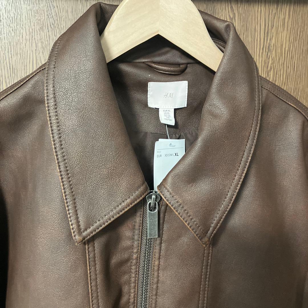 H &M オーバーサイズ コーティングジャケット サイズXL ダークブラウン新品
