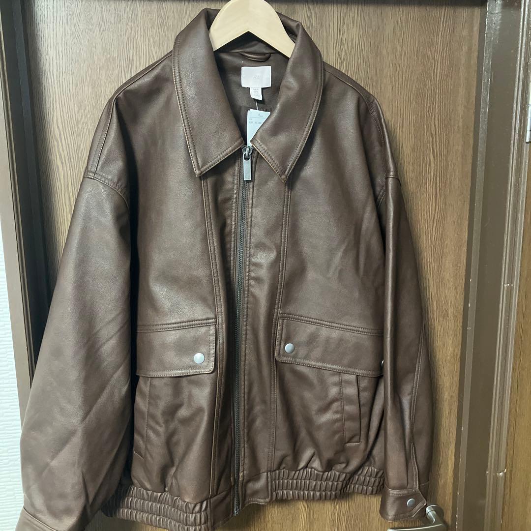 H &M オーバーサイズ コーティングジャケット サイズXL ダークブラウン新品