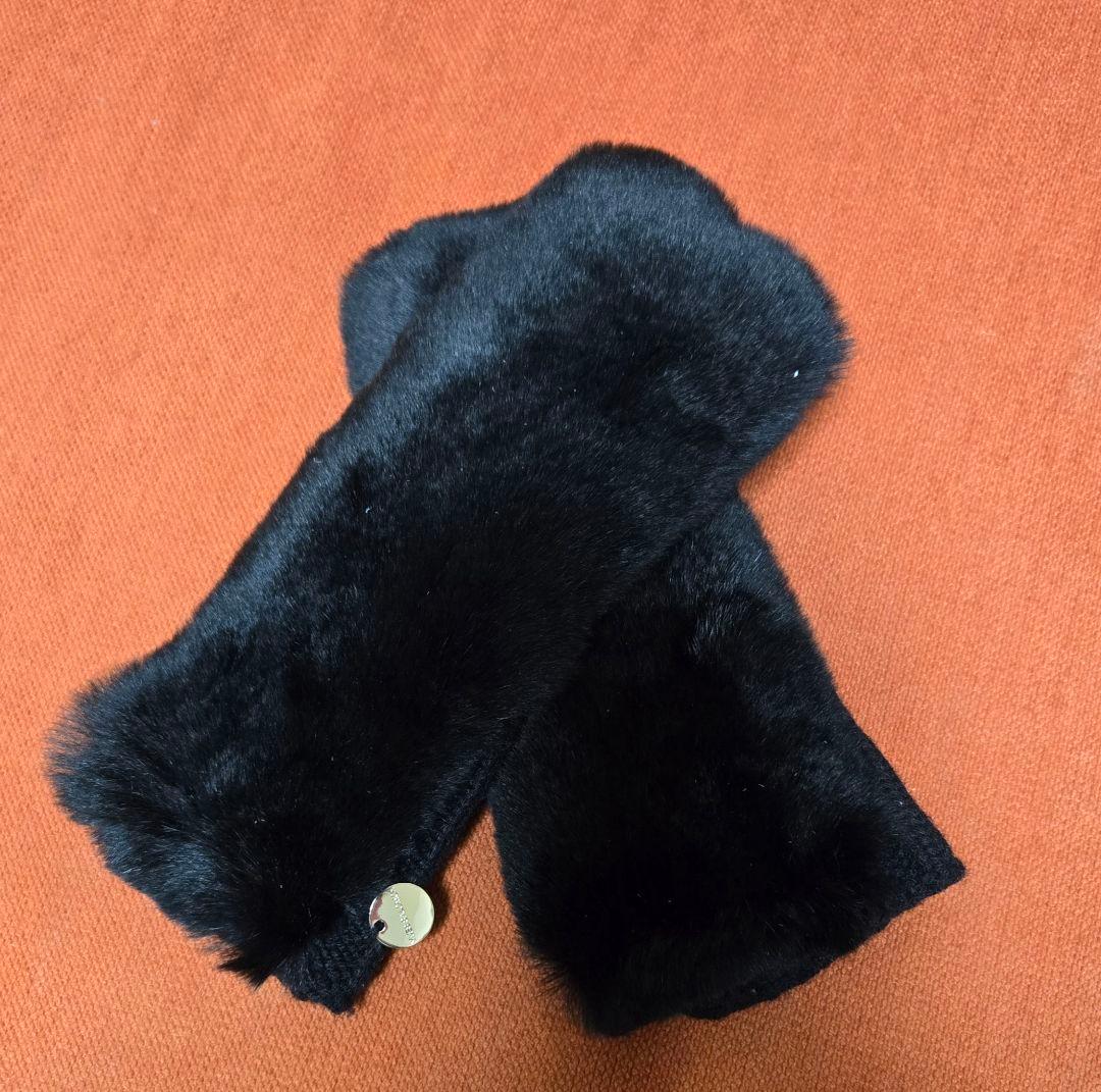 YVES SALOMON リアルレッキスファーグローブ　黒