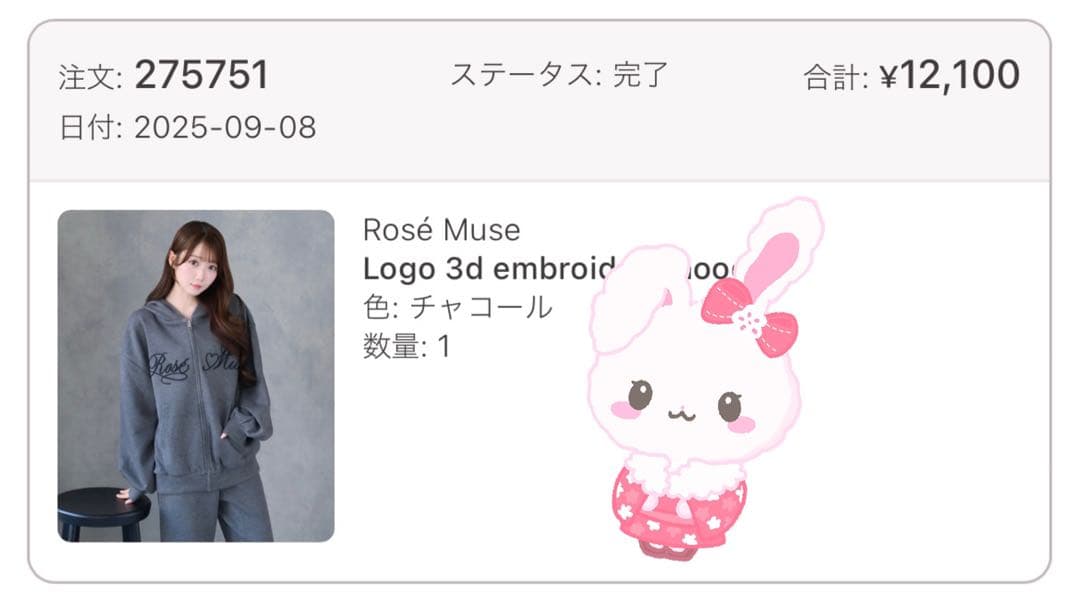 Logo 3d embroidery hoodie ロゼミューズ　パーカー