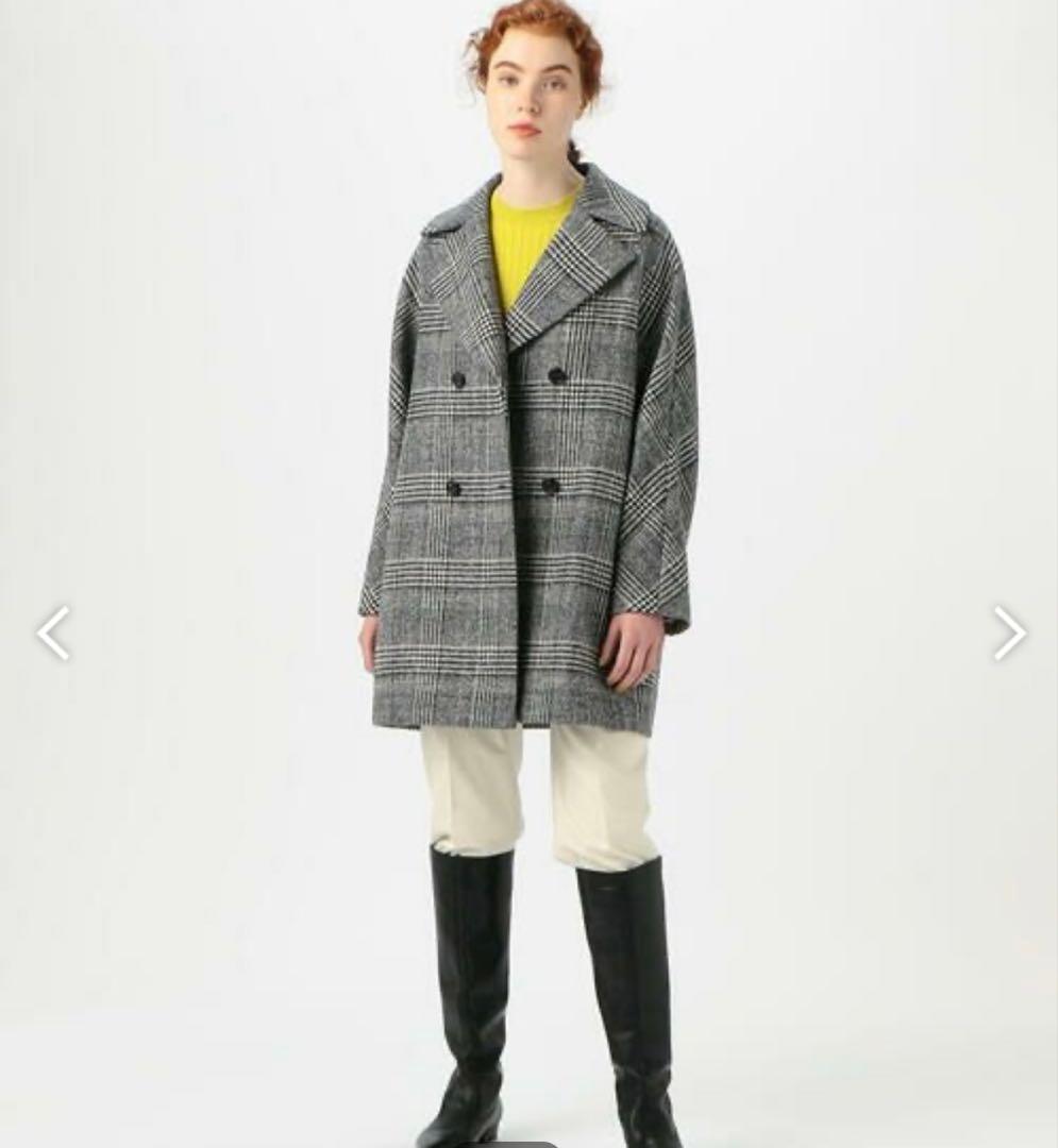 美品 トゥモローランド カシミヤ ブロークングレンチェックダブルブレストコート