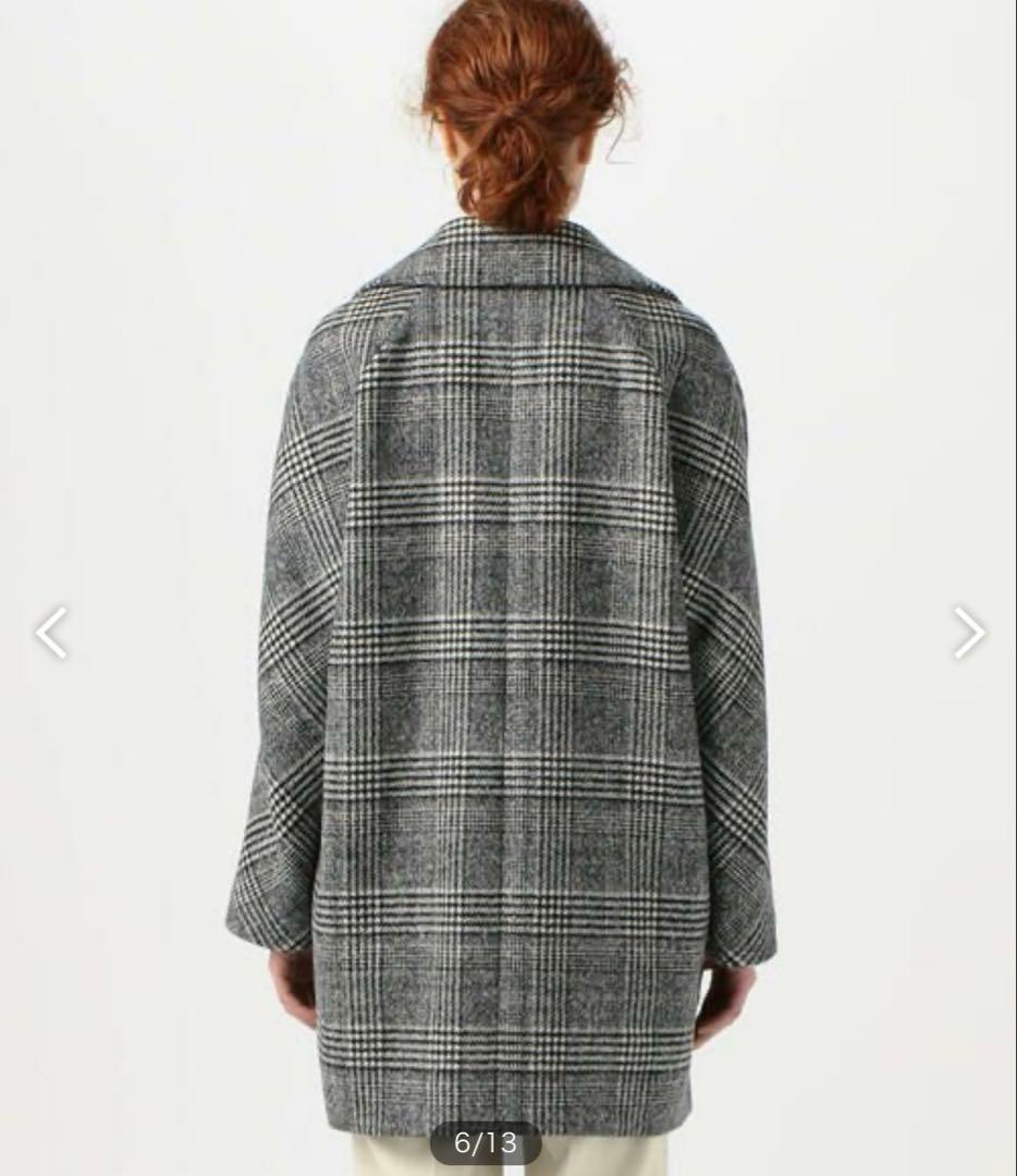美品 トゥモローランド カシミヤ ブロークングレンチェックダブルブレストコート