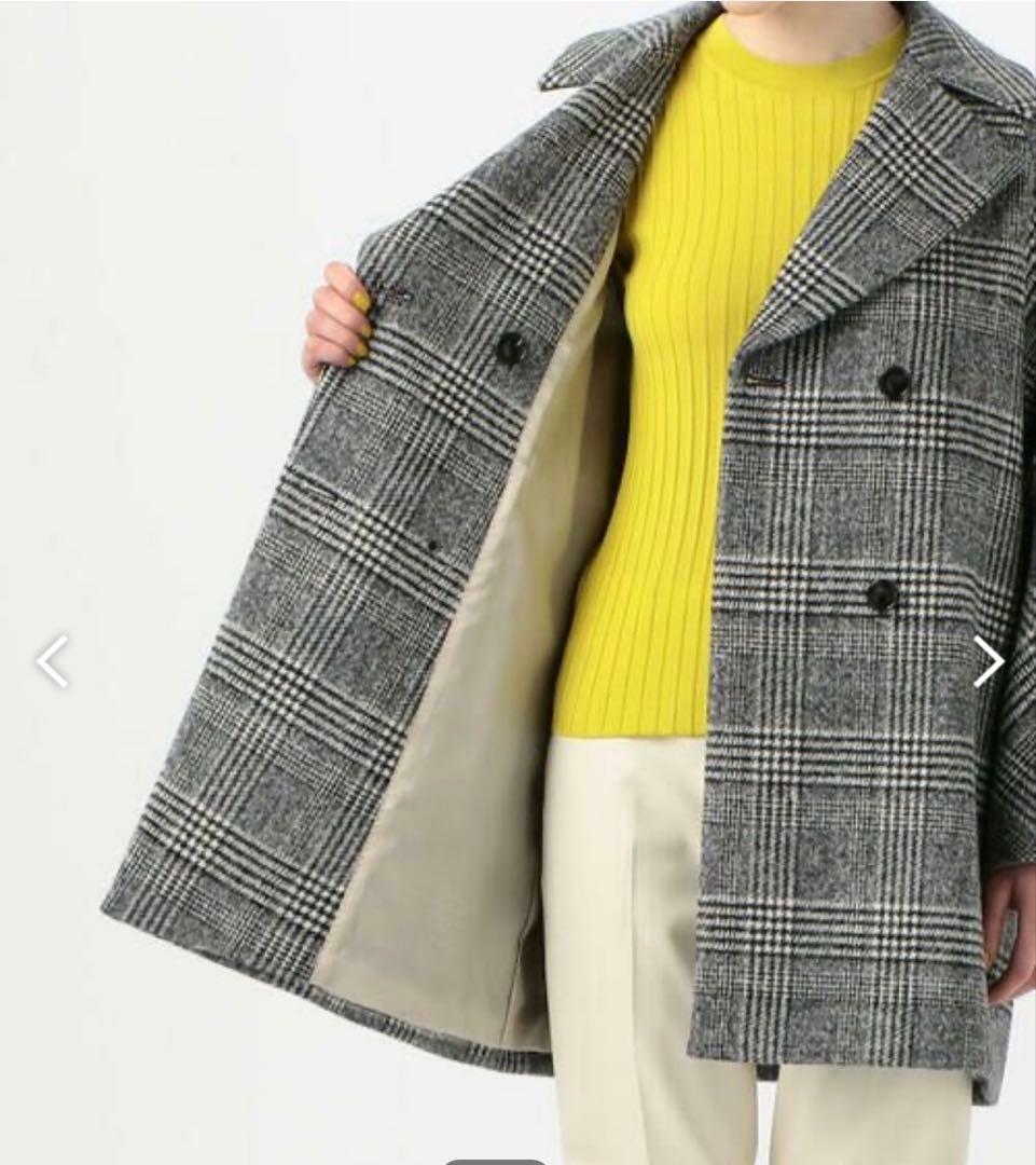 美品 トゥモローランド カシミヤ ブロークングレンチェックダブルブレストコート