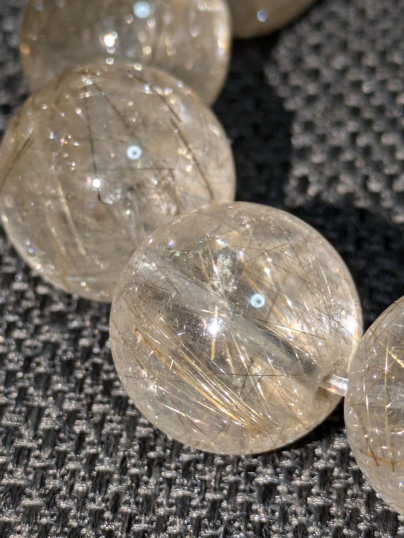 シルバールチル 天然石 数珠15ミリ大玉13粒