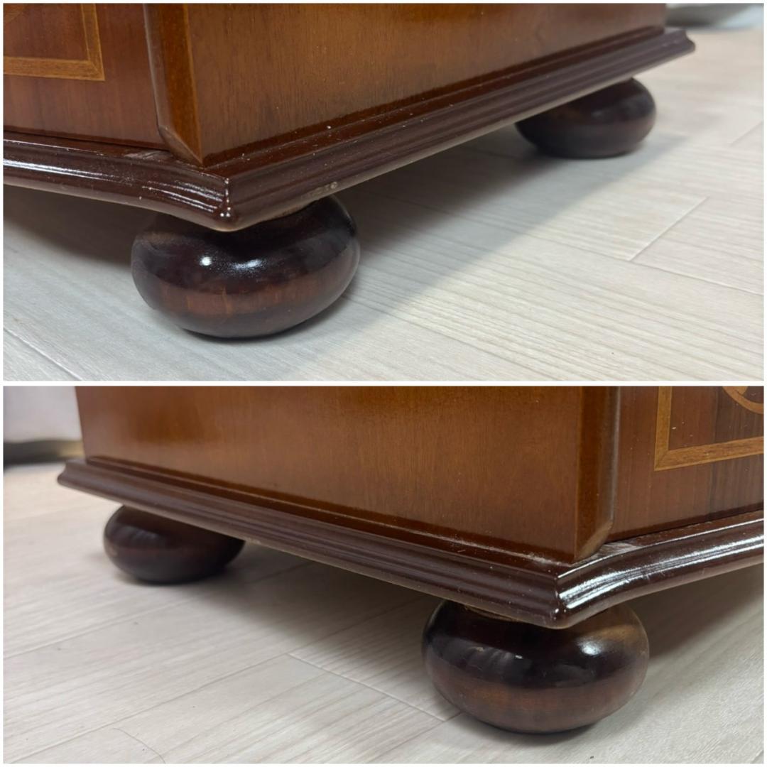 イタリア　象嵌細工　5段チェスト　丸脚　②