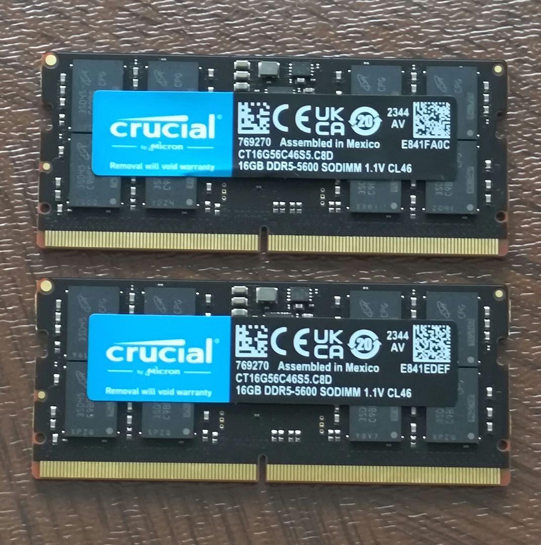 Crucial 32GB (16GB×2枚) DDR5-5600 SODIMM