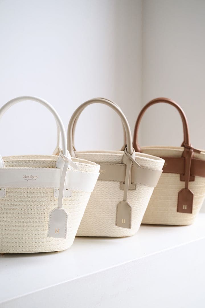 Herlipto Palma Mini Tote Bag かごバックtaupe
