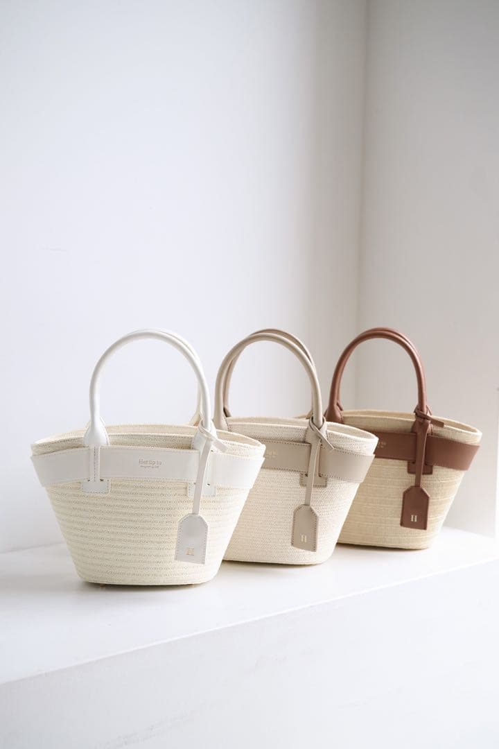Herlipto Palma Mini Tote Bag かごバックtaupe