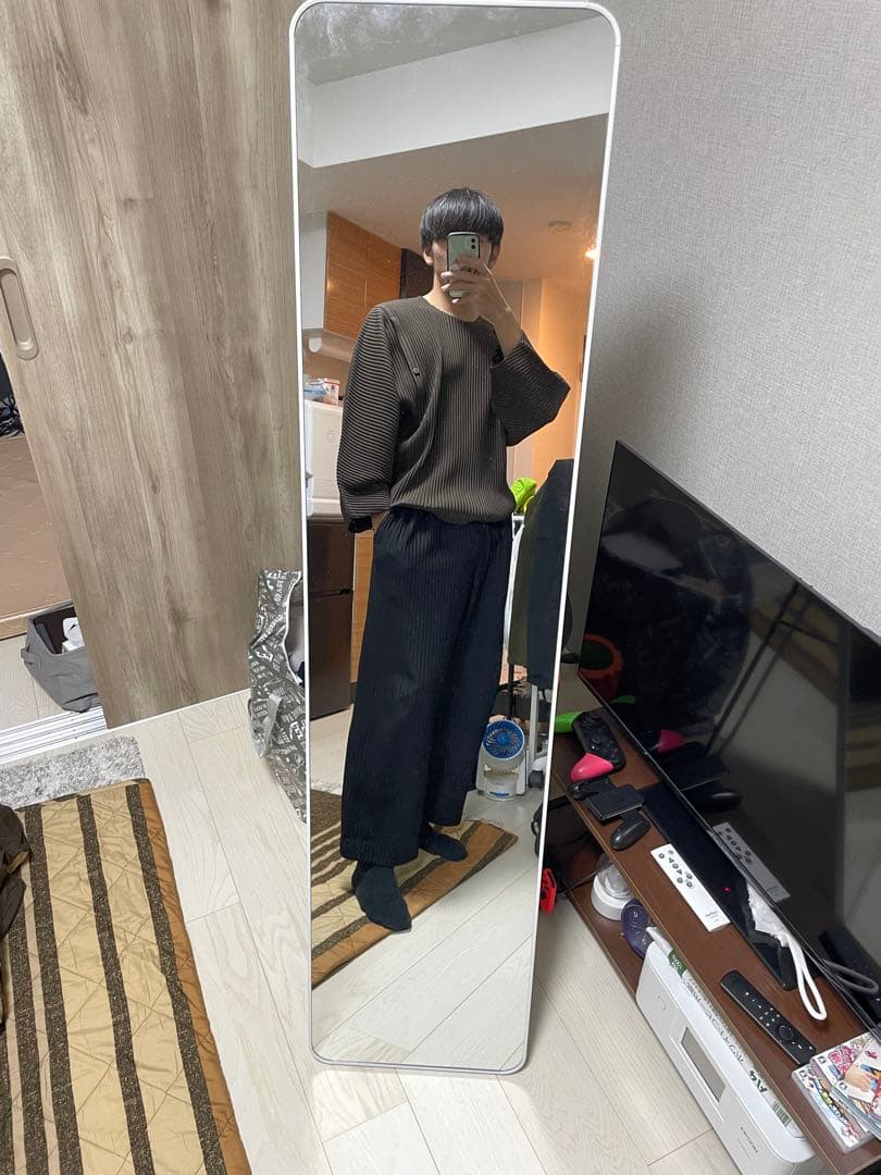 プリーツパンツ　オムプリッセイッセイミヤケ　サイズ1 黒　ドローコード