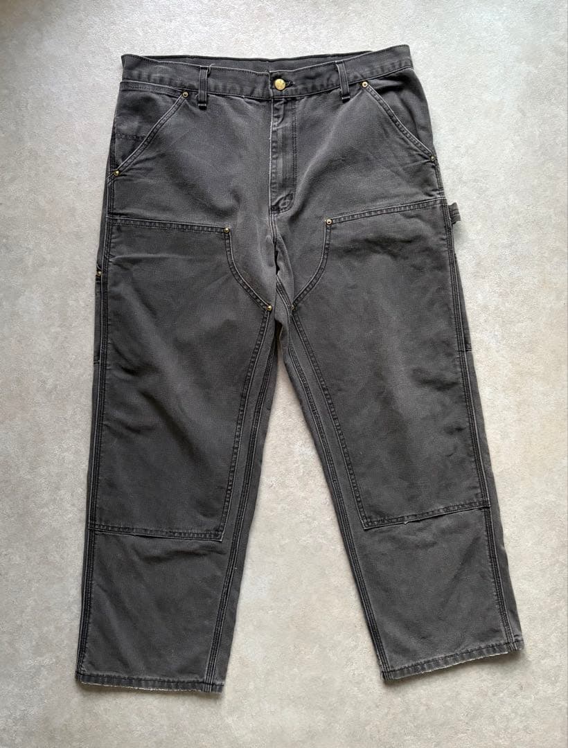 ヒ*ロ様 90s carhartt カーハート ダブルニー　ブラックW36×30