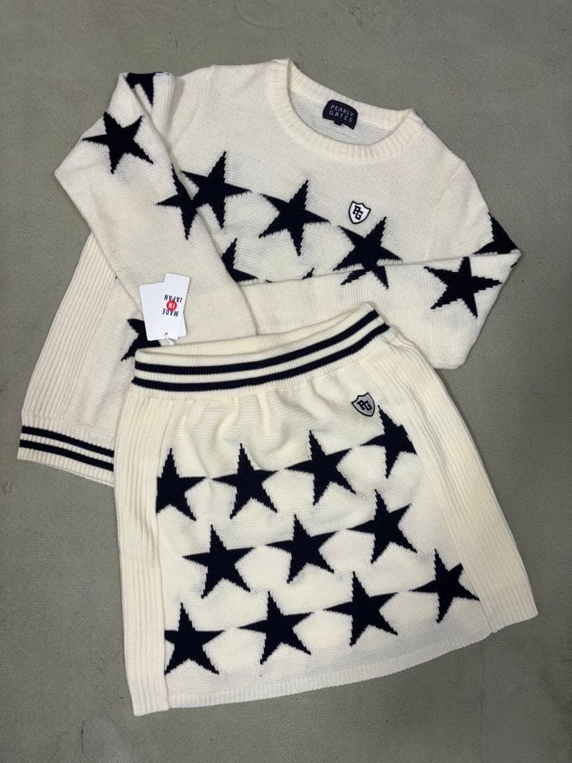 （美品）パーリーゲイツ、STARシリーズ、ニット、セットアップ、サイズ上1、下0