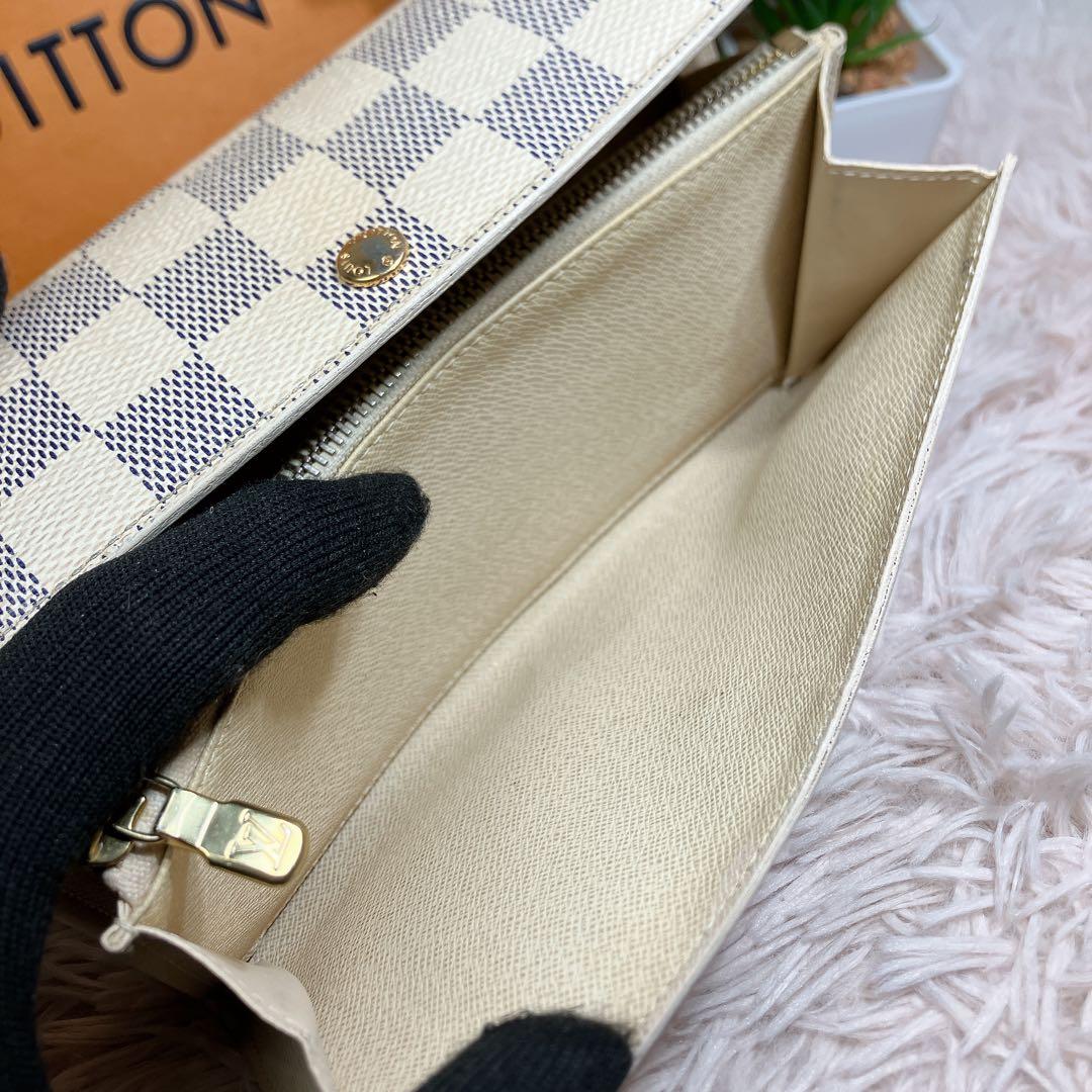 ！超美品！ ルイヴィトン ダミエ アズール ポルトフォイユ サラ 長財布