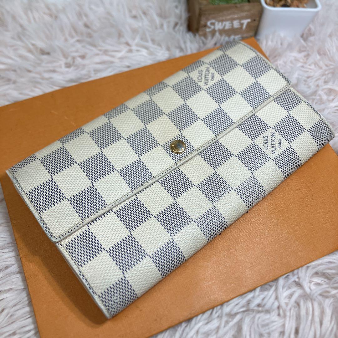 ！超美品！ ルイヴィトン ダミエ アズール ポルトフォイユ サラ 長財布