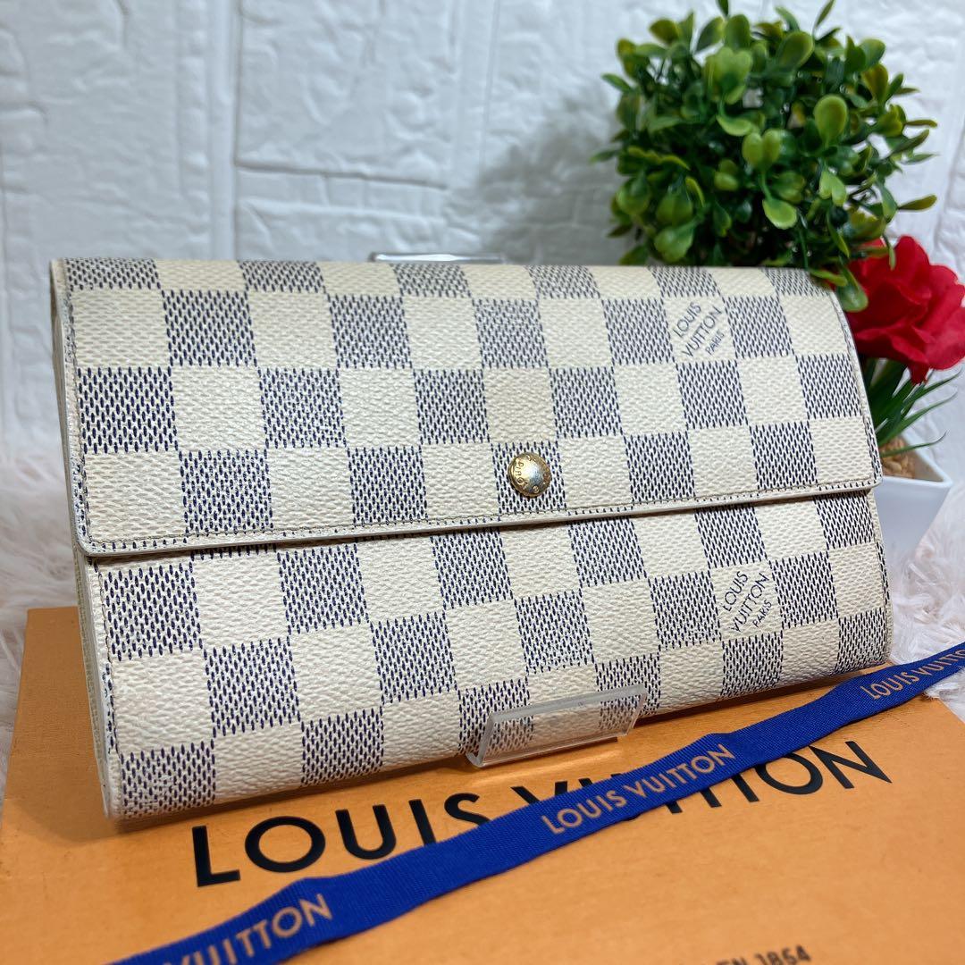 ！超美品！ ルイヴィトン ダミエ アズール ポルトフォイユ サラ 長財布