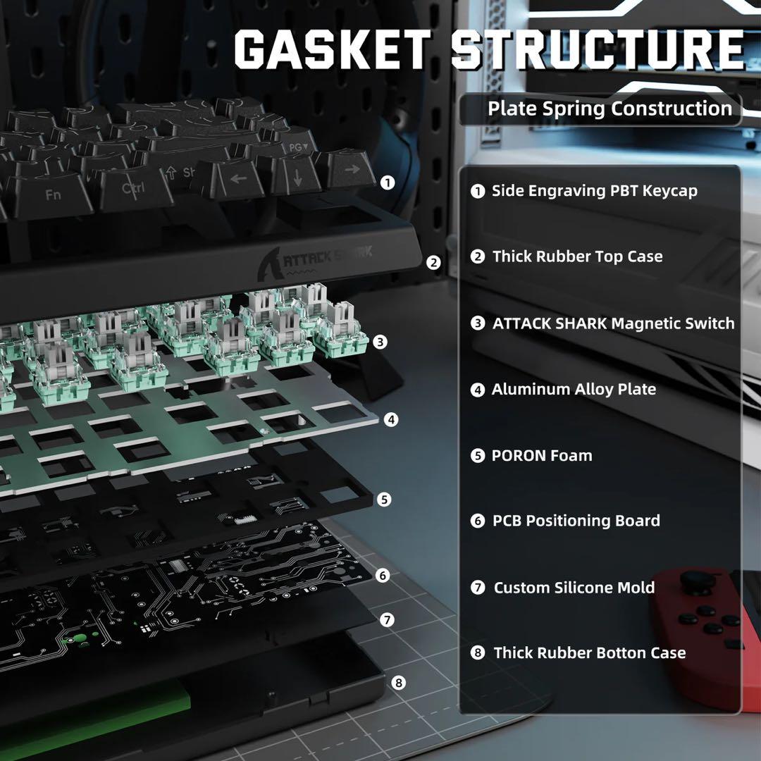 ATTACK SHARK X68PROHE ラピッドトリガー 磁気スイッチ 黒