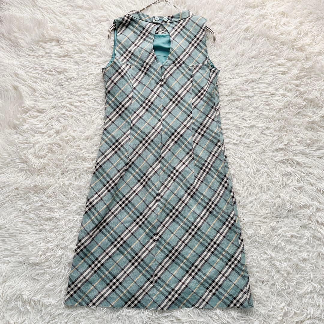 【美品】バーバリー ロングワンピース ノバチェック ロゴ刺繍 希少カラー 38