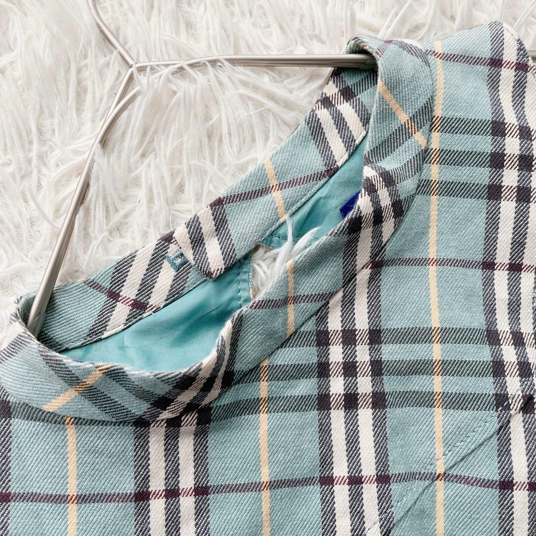 【美品】バーバリー ロングワンピース ノバチェック ロゴ刺繍 希少カラー 38