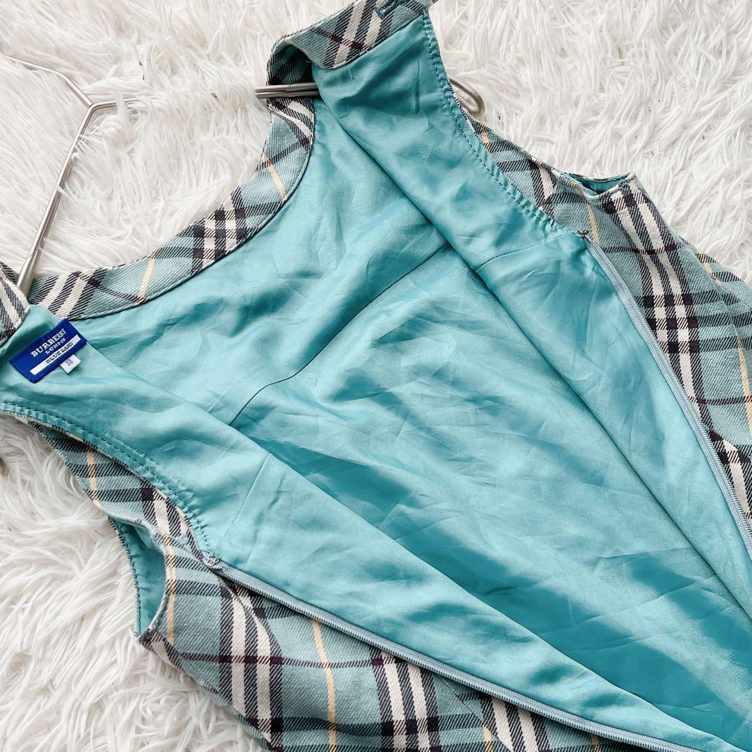 【美品】バーバリー ロングワンピース ノバチェック ロゴ刺繍 希少カラー 38