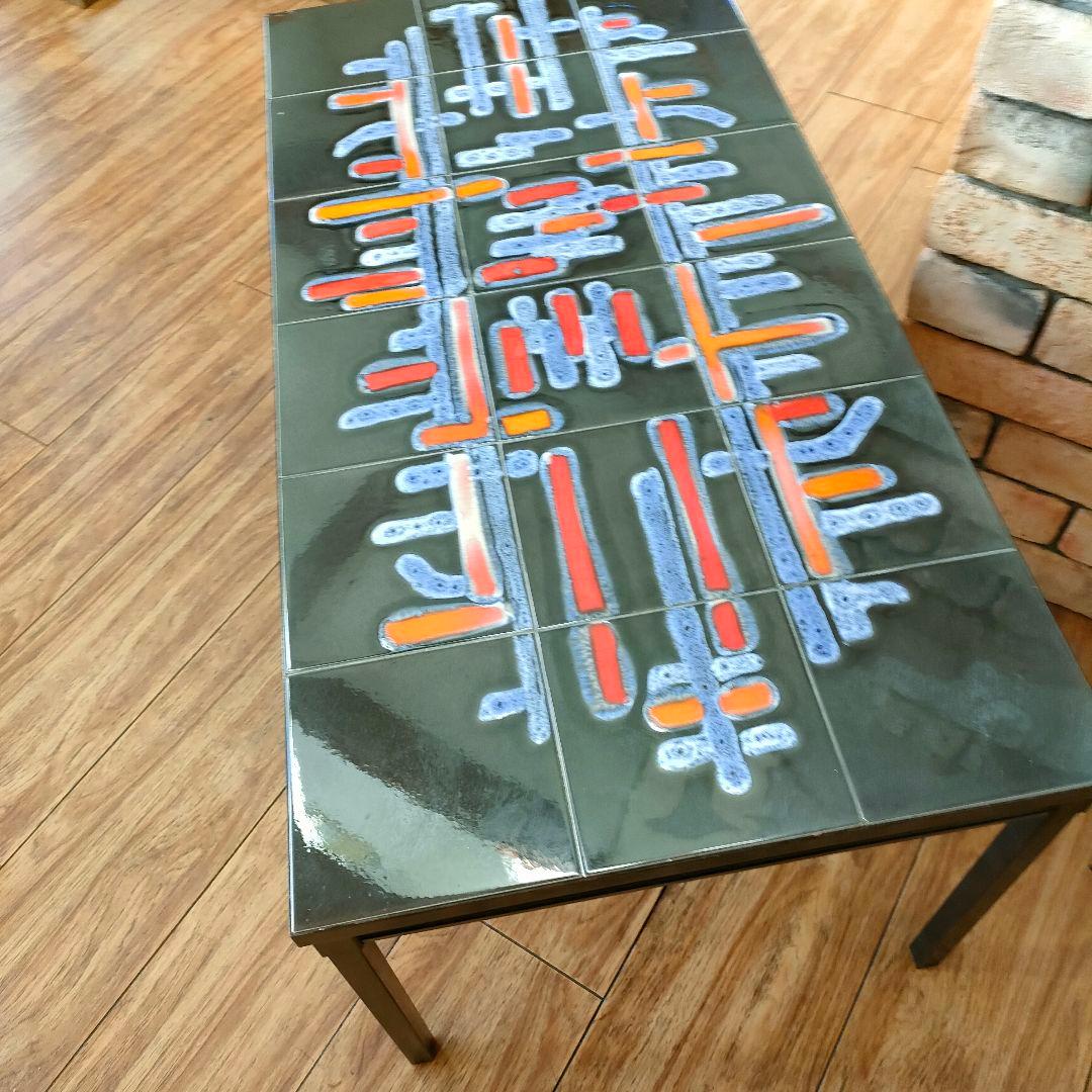 1960年代 ベルギー コーヒーテーブル 北欧モダン タイルトップ ヴィンテージ